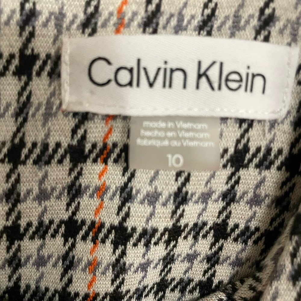 Calvin Klein Women's Checkered Mini Dress - Black, Cream and Orange - Picture 4 of 8
